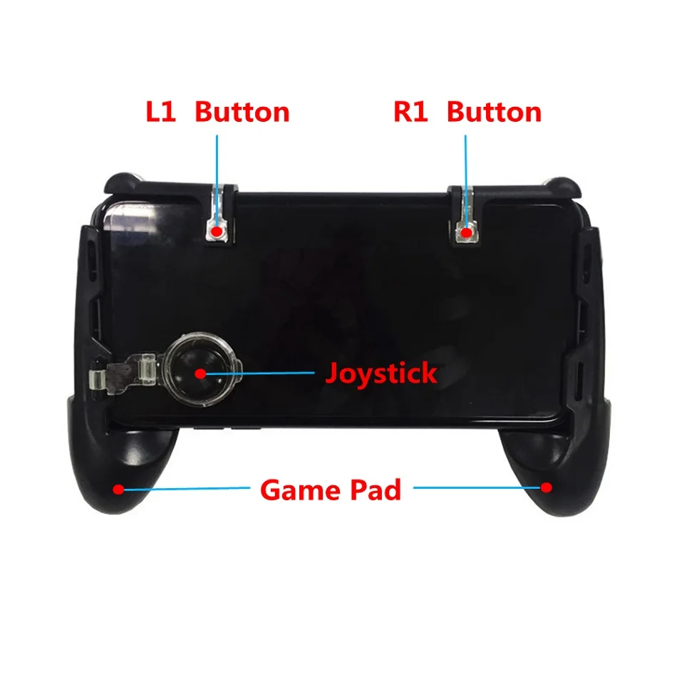 Black Gamepad Мобильный игровой коврик сцепление L1R1 джойстик для iPhone и Android телефон 4 в 1 бесплатно огонь L1 R1 триггеров PUGB мобильный геймпад PUBG - Цвет: Black Gamepad
