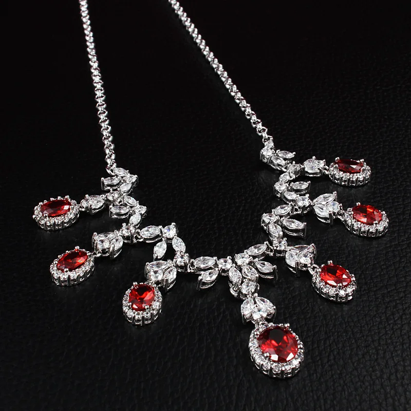 M & W ювелирных изделий нежный водослива Dazzle Прозрачный Красный AAA Zircon Цепочки и