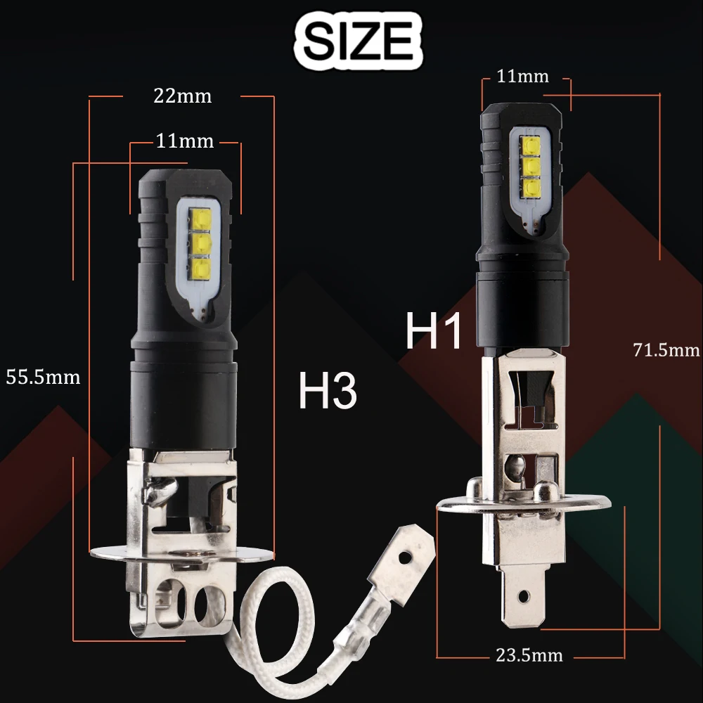4 шт. DC 9-28 V H1 H3 2525 6SMD белый 8000 K Светодиодные лампы постоянного тока противотуманных фар Поворотная сигнальная лампа фара для автомобилей авто 600LM