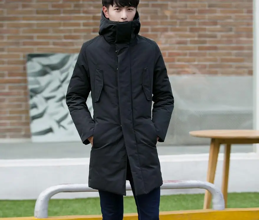 

M--4XL HOT 2019 Winter Men New Fashion Hooded Cultivate One's Morality Leisure Black Long Down Coat