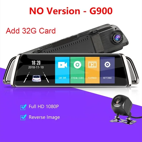 NO version 32G card Jansite 1" сенсорный экран 4G wifi смарт Автомобильный видеорегистратор Android поток медиа вид зеркало двойной объектив изображение gps навигация ADAS видеорегистратор - Название цвета: NO version 32G card