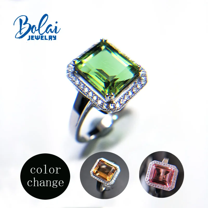 

Bolaijewelry,Color Change zultanite Gemstone Ring 925 sterling silver created diaspore colorful Ring best gift for women