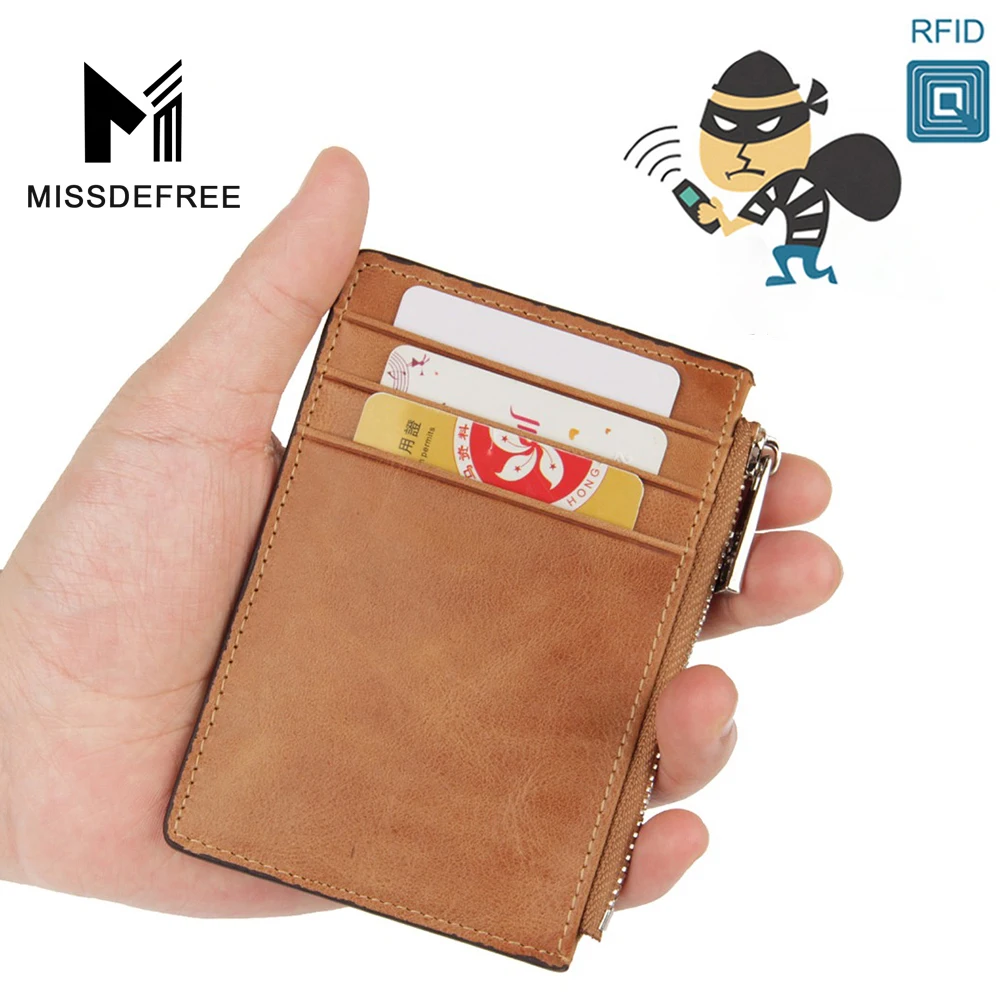 Мужской кожаный кошелек с блокировкой RFID тонкий зажимом для денег мужчин защитой