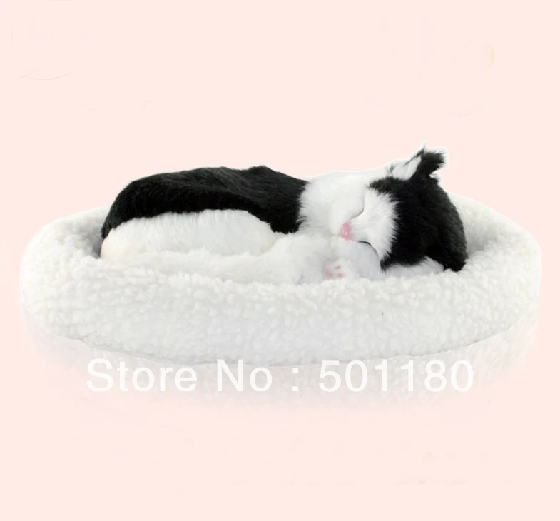 

free shipping sleeping cat with breathing handmade sleeping cat toy for birthday gift home decoration