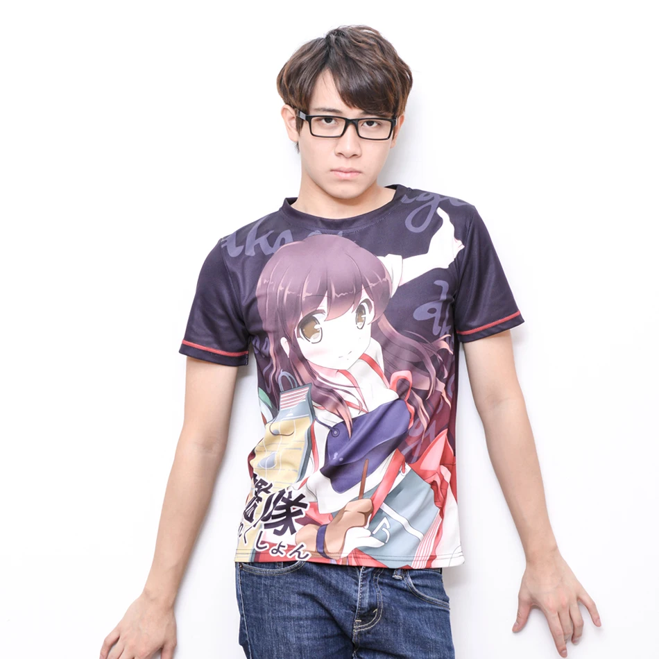 Футболка из полиэстера для мужчин и женщин топ с принтом аниме Kantai Collection Akagi