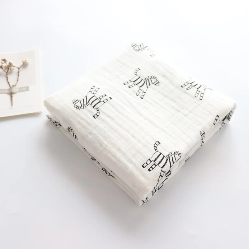 Baby Blanket For Newborns Soft Cotton Muslin Swaddles Infant Multi Use Bath Towel Nordic Hold Wraps Diaper Cocoon 120x120cm | Мать и