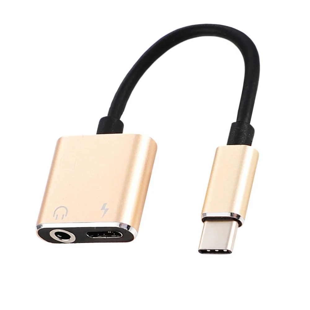 1 шт. 2 в 1 usb type C до 3,5 мм разъем для наушников адаптер для Letv Xiaomi Aux аудио кабель зарядное устройство для наушников зарядка USB-C конвертер - Цвет: Золотой