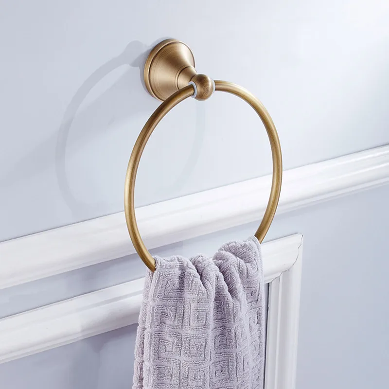 Aothpher Bathroom Bronze Brushed Towel Ring Holder Rack Copper Construction Products Accessories