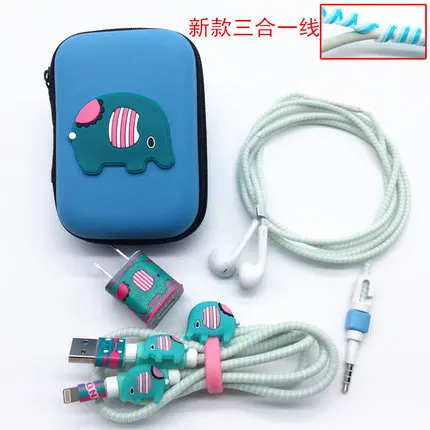 style 5 Три в одном мультяшный usb-кабель протектор для наушников, наушники, заставка для мобильного телефона, зарядка линии, защита кабеля данных - Цвет: style 5