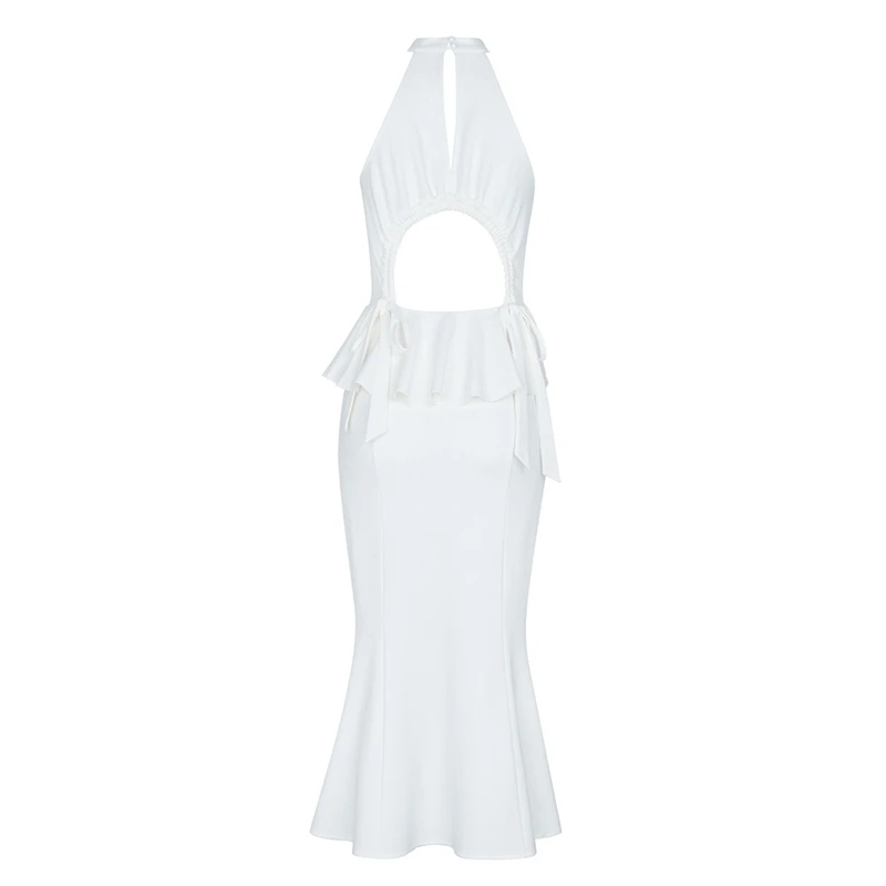 Женское облегающее платье Gosexy Клубное средней длины с баской и вырезом на шее без