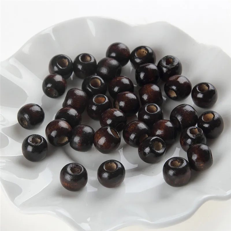 Овальная Круглая Бусина из натурального дерева 50 шт./лот 10 мм большая дыра для