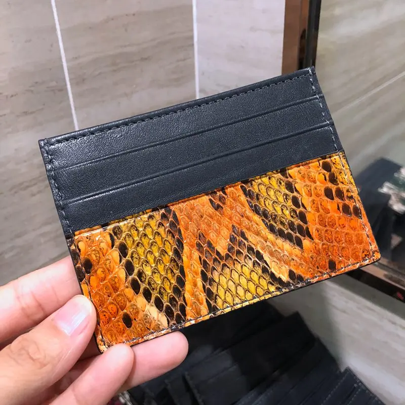 Card Holder CAJIFUCO ультратонкий из натуральной кожи питона Porte Carte змеиной кожи кредитный держатель для карт - Цвет: Card Holder