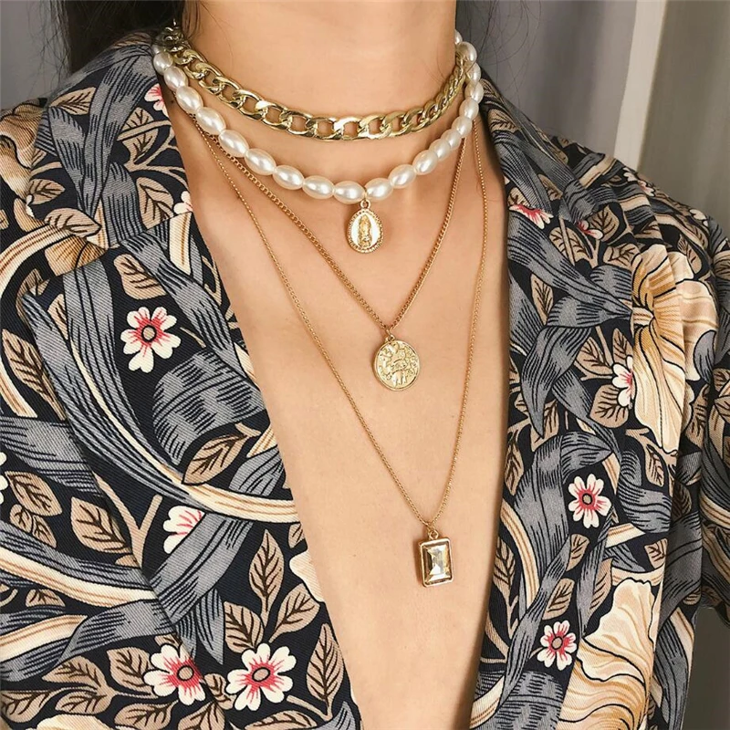 

New Multilayer Necklaces & Pendants For Women Vintage Charm Gold Choker Necklace Bohemian Jewelry Wholesale WNW103