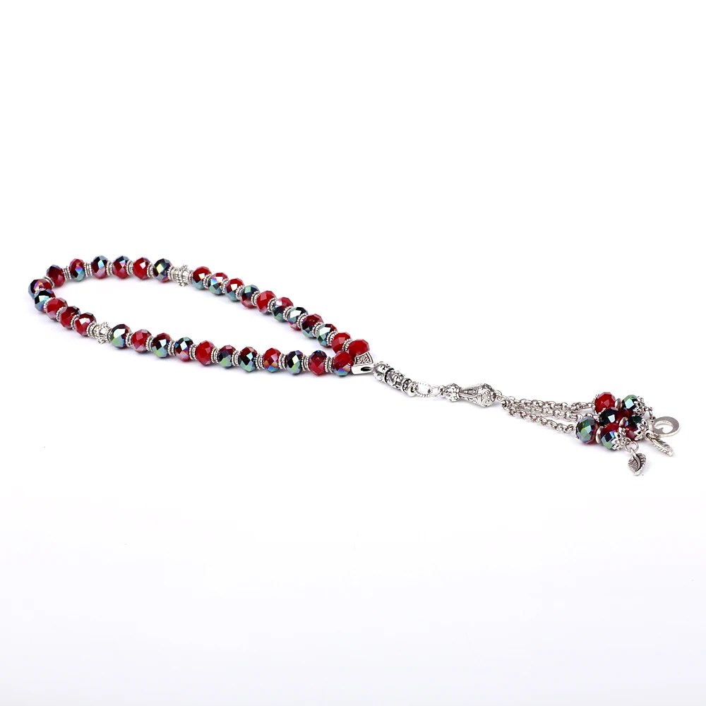 Магазин Tasbih горячая Распродажа блестящее 10 мм красное покрытие rondelle Хрустальное