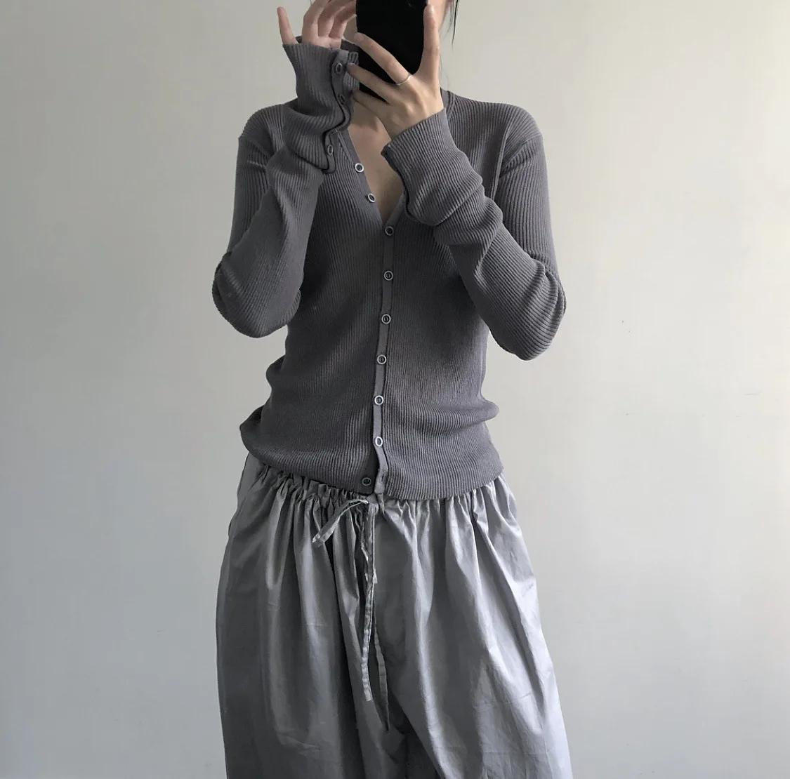 Весна 2019 новая Корейская элегантная нежно серая тонкая Высококачественная