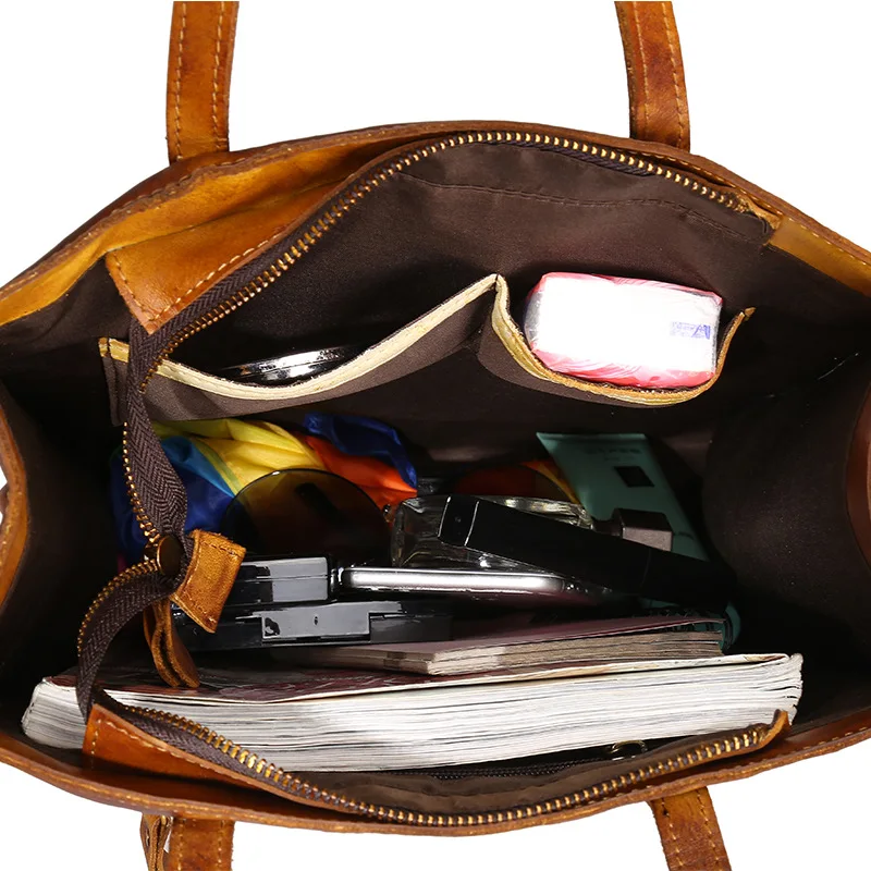 Изготовленная из первого слоя воловьей кожи сумка для женщин винтажная