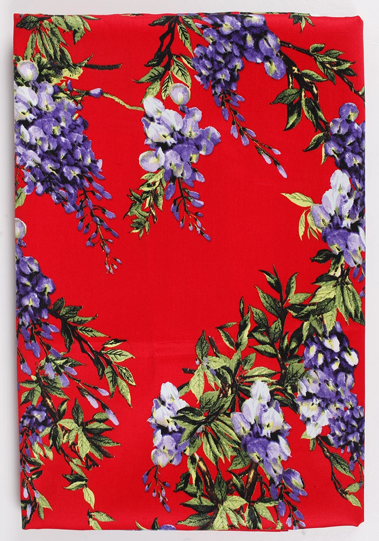 YY DIY Pretty 50x140 см красная и белая ткань из спандекса хлопка с цветочным принтом | Дом