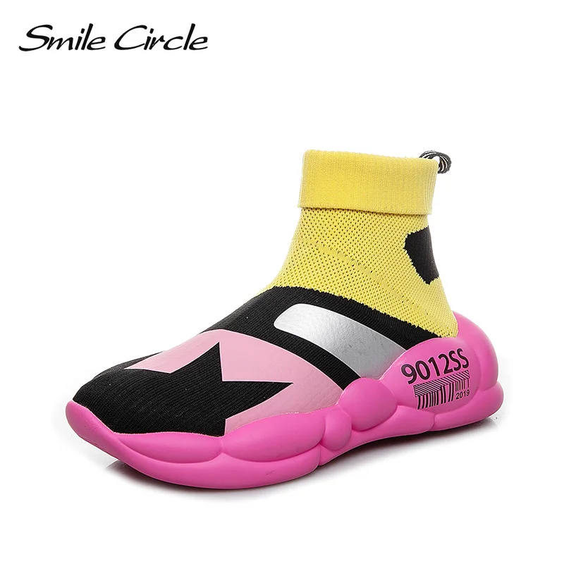 Smile Circle/2019 г. весенние вязаные кроссовки для женщин носки сапоги модная