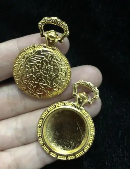 base gold 5 шт. металлические квадратные карманные часы с ободком поднос амулеты УФ-полимер для поделок Сделай Сам аксессуары Spindrift кружева круглые овальные часы кулон ювелирные изделия - Цвет: base gold