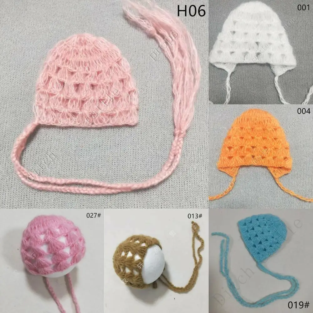 Gorro de Mohair tejido a mano para beb&eacute;, accesorios de fotograf&iacute;a para beb&eacute; Accesorio de fotograf&iacute;a-2