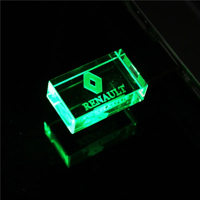 Green Usb2.0 металлический кристалл ключ автомобильный для Renault модель USB флэш-накопитель 4 ГБ 8 ГБ 16 ГБ 32 ГБ драгоценный камень ручка-накопитель специальный подарок - Цвет: Green