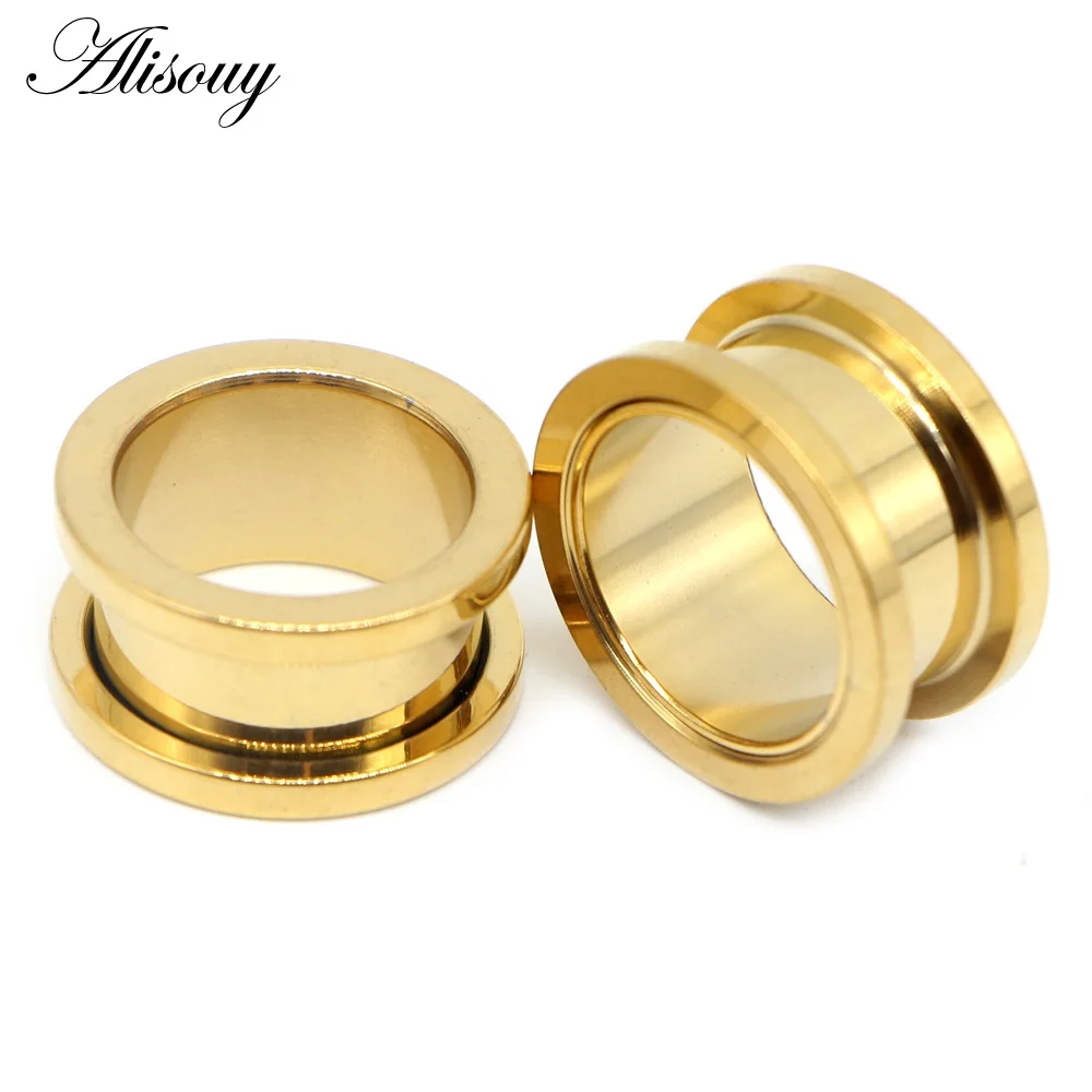EM0035d Gold Alisouy 2 шт. 2-30 мм Ушные Тоннели пробки 316L из нержавеющей стали сережки, украшение для пирсинга измерительные приборы украшения для «тоннелей» Expandar вилки и туннели - Окраска металла: EM0035d Gold