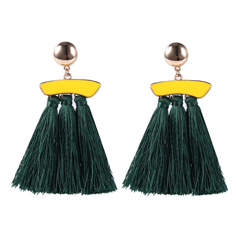 FISHPEACH модные богемные Эффектные серьги с кисточками Красные Зеленые Серые