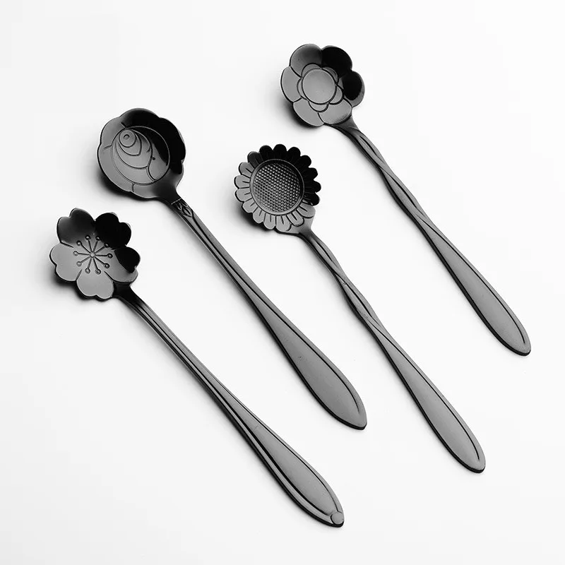 8 шт./компл. чайная ложка в форме цветка из нержавеющей стали кофейная чайные