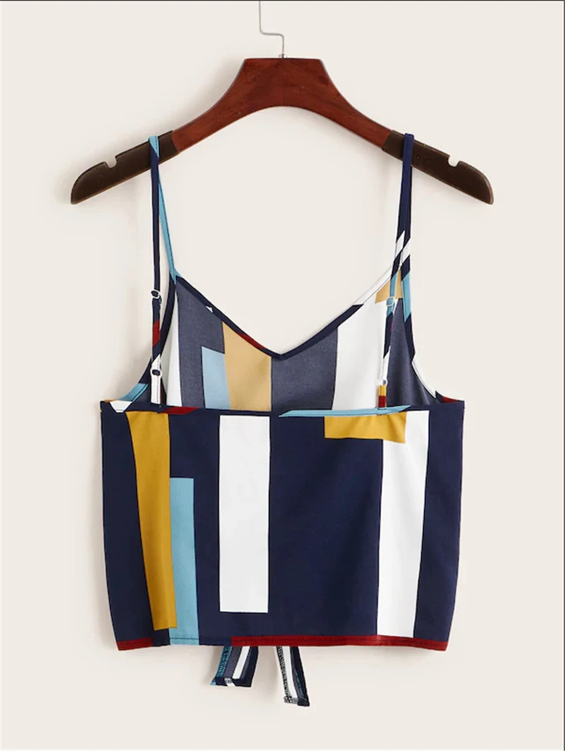 Женский укороченный топ с V-образным вырезом без рукавов | Женская одежда