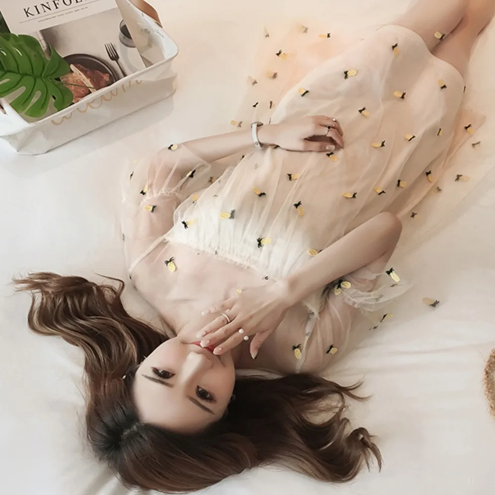 Для беременных фото съемки платье Беременная женщина милые сетки с вышивкой