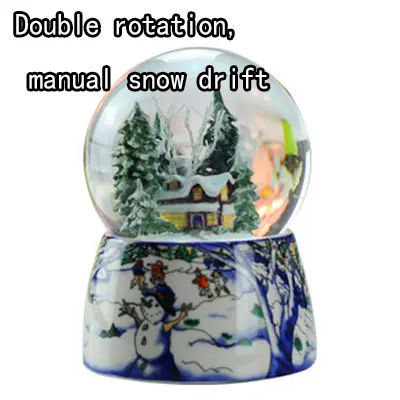 double spin No glow 10*15 см Романтический Снежный дом снежный шар стеклянная музыкальная шкатулка домашний декор Свадьба Рождество год подарки на день рождения для девочек - Цвет: double spin No glow