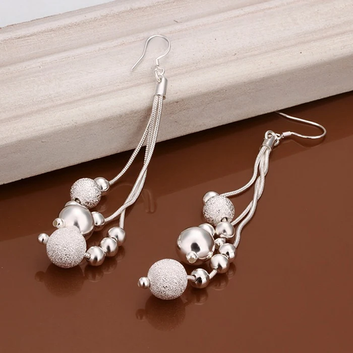 FANALA Long Tassel Earrings Women Fashion Silver Plated Beads Drop Hook Dangle Party Jewelry pendientes oorbellen | Украшения и