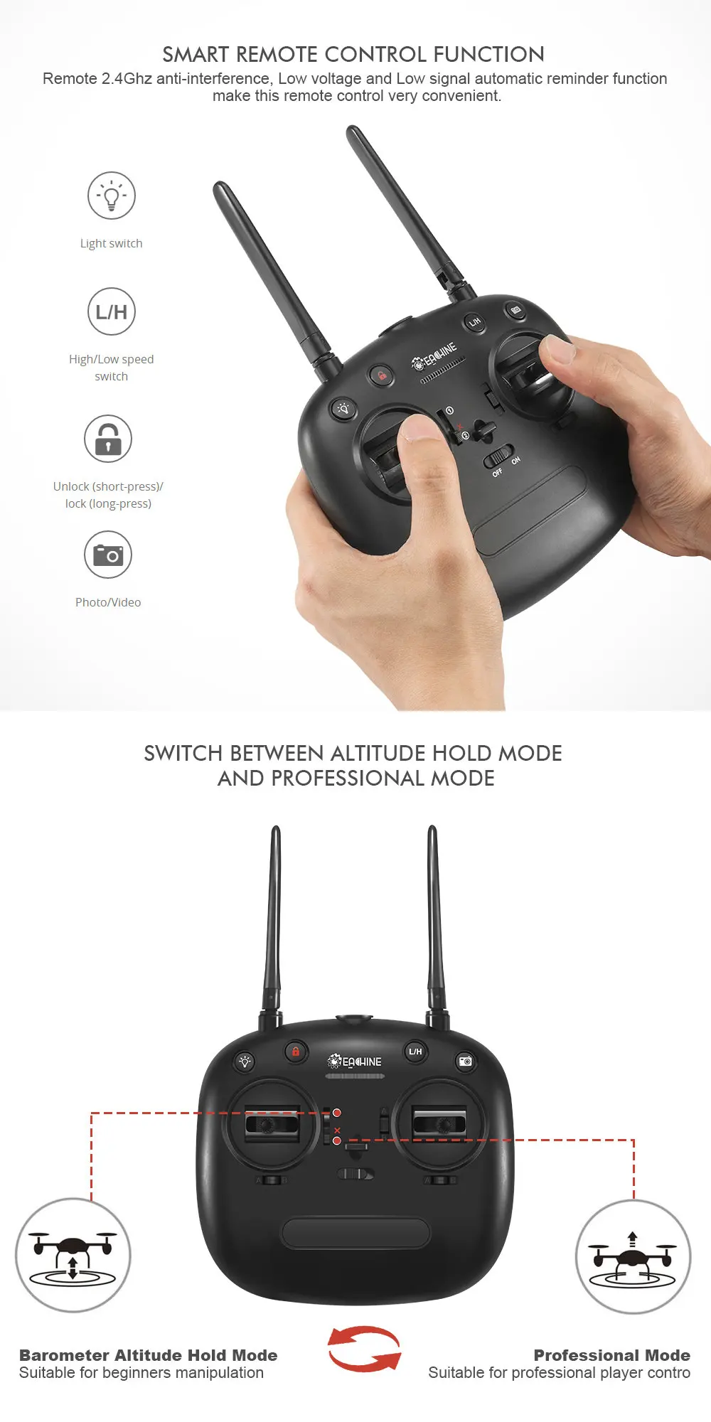 Eachine EX2H бесщеточный WiFi FPV с 1080P HD камерой удержание высоты RC Дрон Квадрокоптер RTF