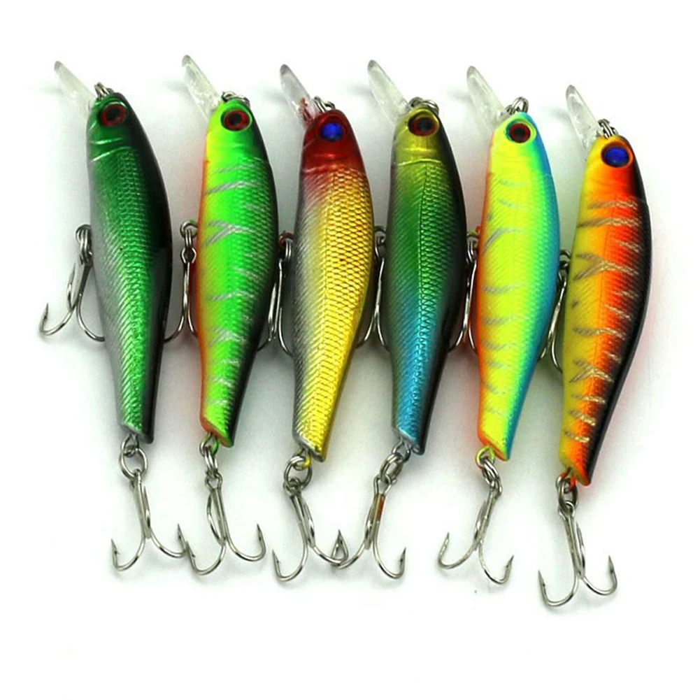 6 Pcs Colorful Artificial Fishing Lure Hard Baits Minnow Tackle Fake Bait | Спорт и развлечения