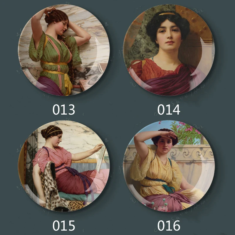 Тарелки " J.W. Godward Художественная печать на керамических плитах домашняя студия декоративные настенные подвесные художественные диски