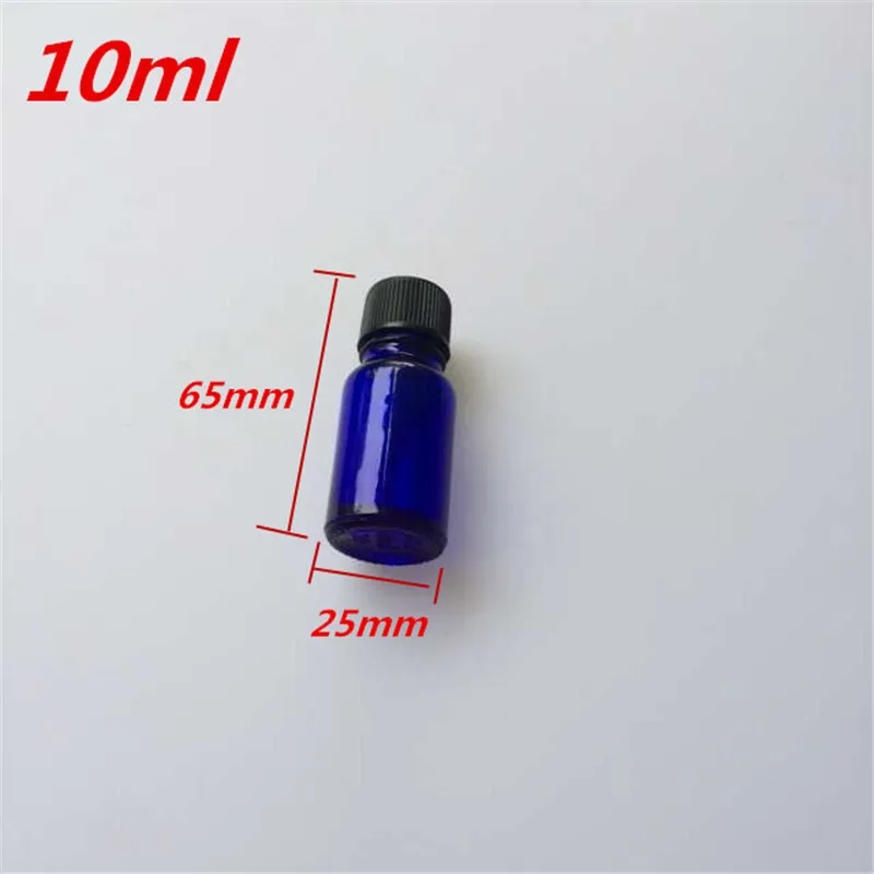 

10 pcs 25x65 mm Dark Blue Glass Bottles With Black Plastic Common Cap&Plugs DIY 10 ml Empty Essential Oil Perfume Bottles