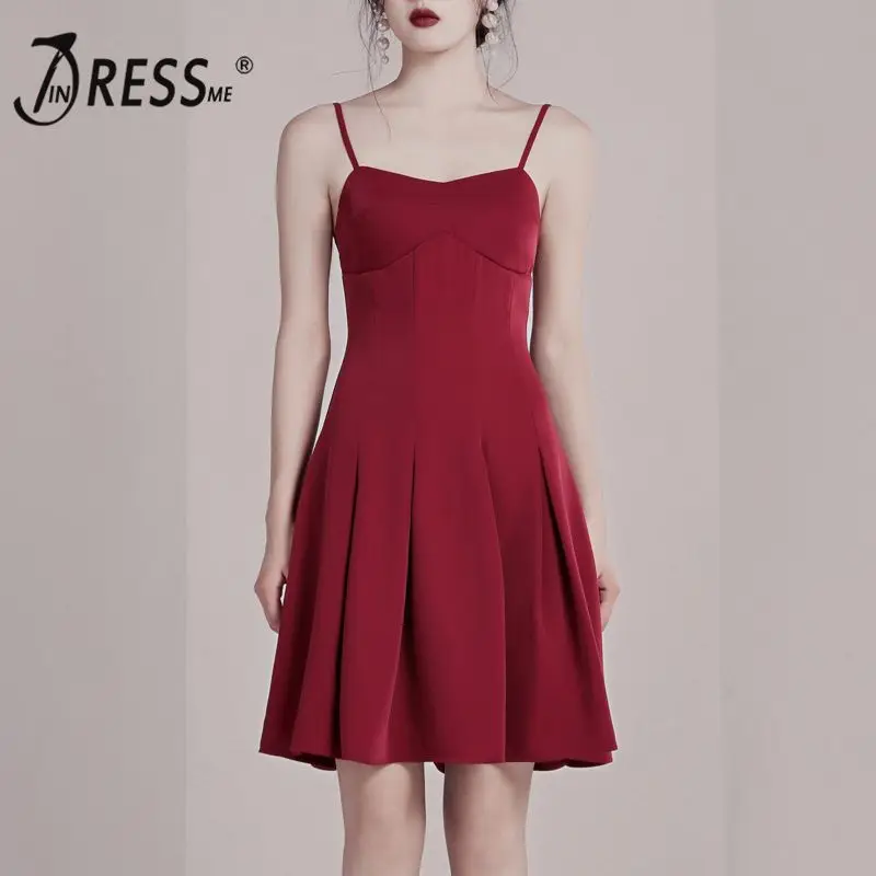 Женское мини платье без рукавов INDRESSME красное вечернее трапециевидной формы на