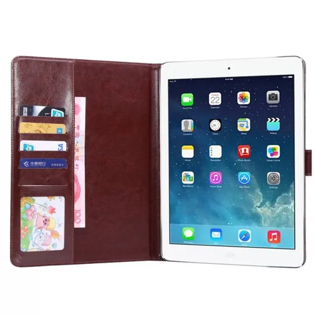 Кожаный чехол с узором Crazy horse для iPad 6 подставкой APPLE air 2 держателем карт