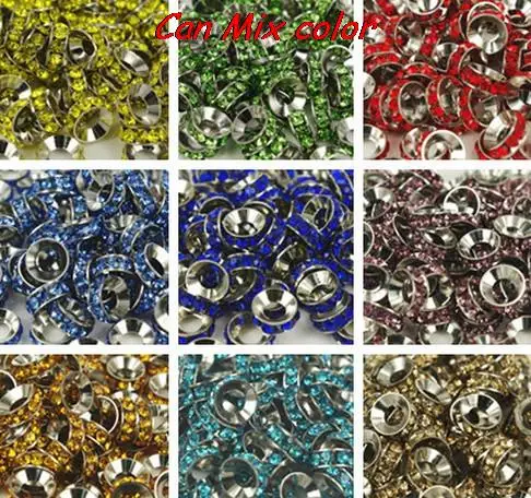 

can choose color Multicolor Spacer Charm Wheel Beads Fit European Bracelet Rhinestone Loose Beads Round new style crystal