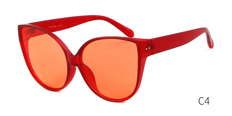 C4 red WHO CUTIE, кошачий глаз, солнцезащитные очки, негабаритные, для женщин, фирменный дизайн, Ретро стиль, солнцезащитные очки, розовый верх, Cateye, солнцезащитные очки, очки oculos OM748 - Цвет линз: C4 red