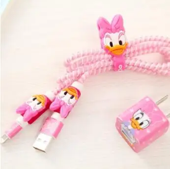 style 9 Микки и Минни USB кабель наушники протектор набор с кабелем Стикеры для намотки Спиральный шнур протектор для iphone 5 6 6s 7plus - Цвет: style 9