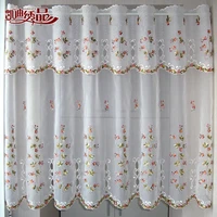 Countryside Half-curtain Luxurious Embroidered Window Valance Wear Tube Lace Hem Coffee Curtain for Kitchen Cabinet Door A-113