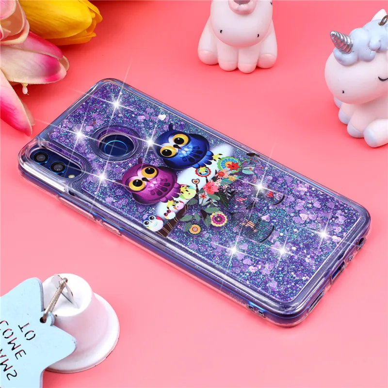 Мягкий чехол для Etui Huawei Honor 8X, чехлы для Huawei Honor 8X8 X, чехол с рисунком, блестящий чехол с динамической жидкостью, Женский чехол