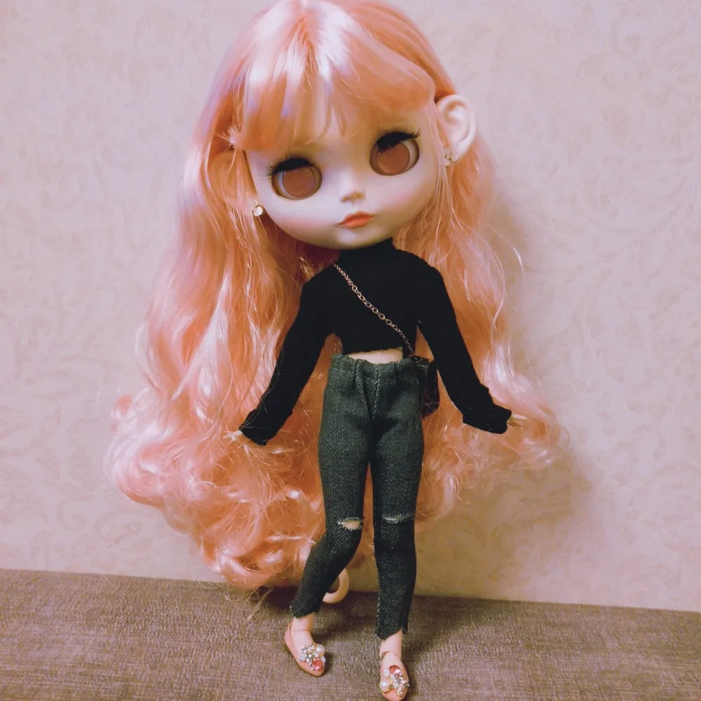 1 комплект = 2 шт. модный короткий свитер + рваные джинсы для Blyth Azone Licca Barbis Kurhn 1/6