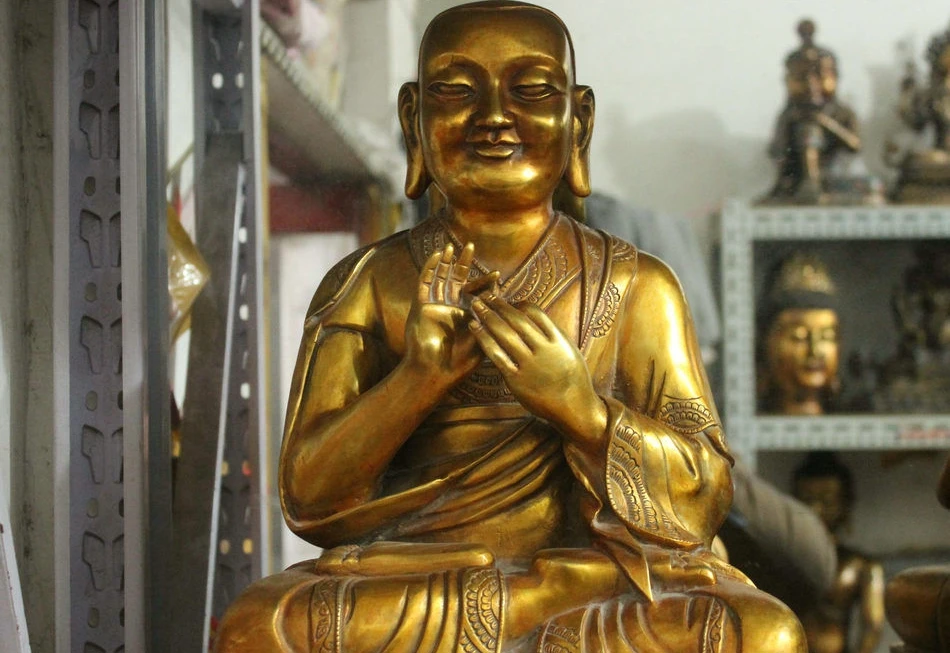 СЖД тибет меди буддизм храм Бронзовый свинка гуру Миларепа Цонкапа Статуя будды |