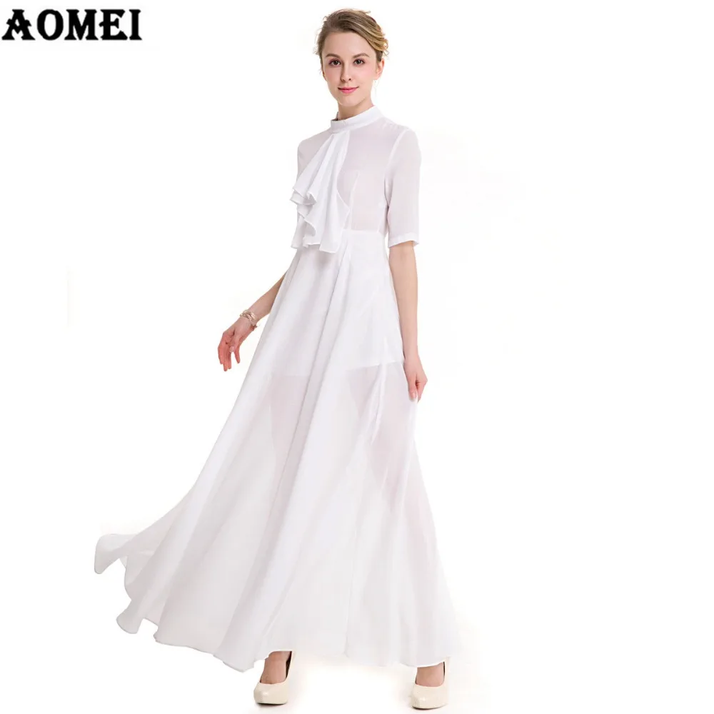 Женские Модные Boho Макси Платья с цветочным принтом плюс размер белое длинное