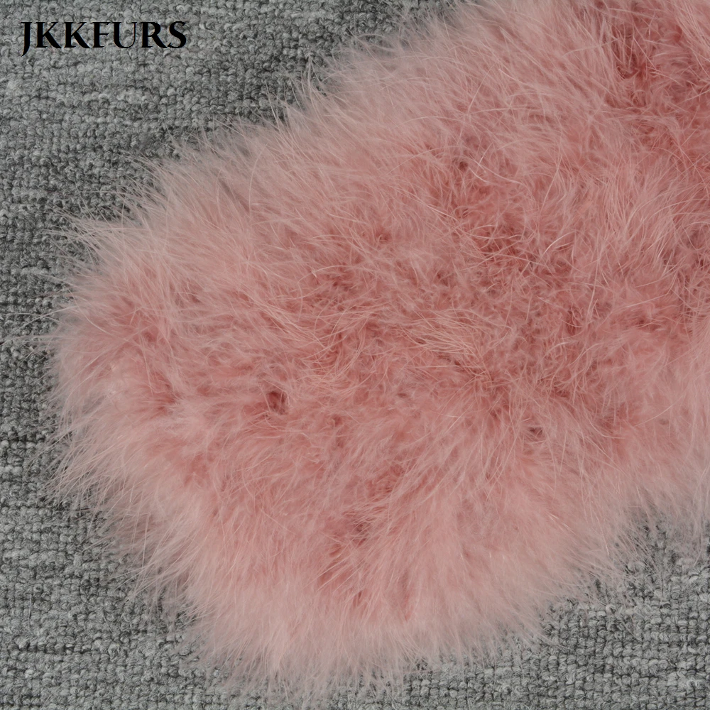 

JKKFURS New Women Real Fur Coat Winter Warm Jacket Genuine Ostrich Feather Fur Indoor Top Quality S1002