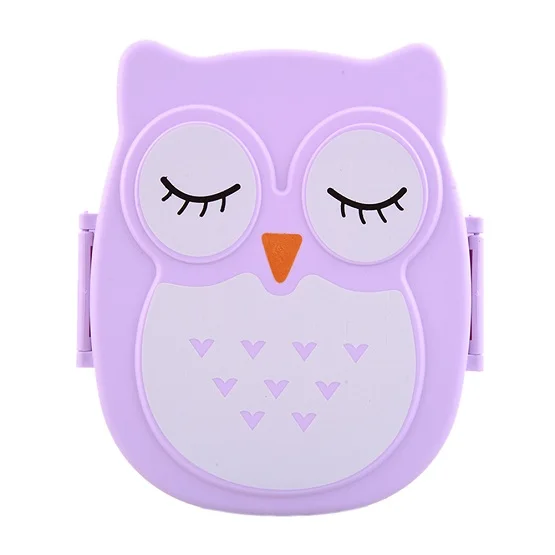 Purple Детские подарки мультфильм Ланчбокс с принтом Совы пищевой контейнер для хранения фруктов портативная коробка для бенто безопасный контейнер для еды для пикника горячий Ланчбокс - Цвет: Purple
