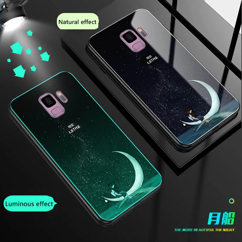 Чехол для телефона, светящийся стеклянный чехол s для samsung Galaxy S8 S9 PLUS, роскошная задняя крышка для samsung Galaxy S9 S8, чехол из закаленного стекла