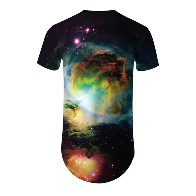 MR. LIBIN мужская футболка хип-хоп 3D Галактика Печать хипстер кривая Подол короткий